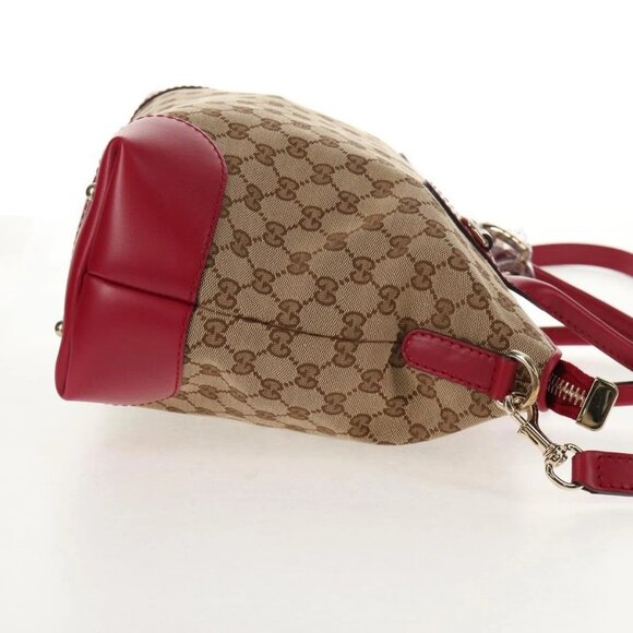 GUCCI GG Canvas Heart bit Tote Bag 2way Beige Red Auth ki5996V - Picture 6 of 16